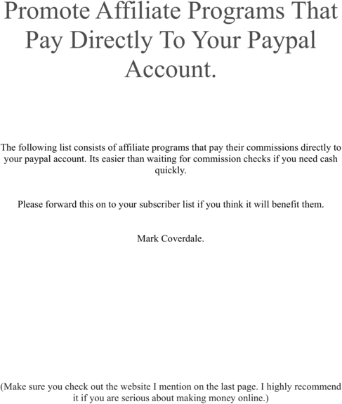 Product picture Instant  Paypal Affiliate Commissions